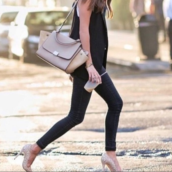 Celine Handbags - Celine trapeze bag in taupe leather and suede